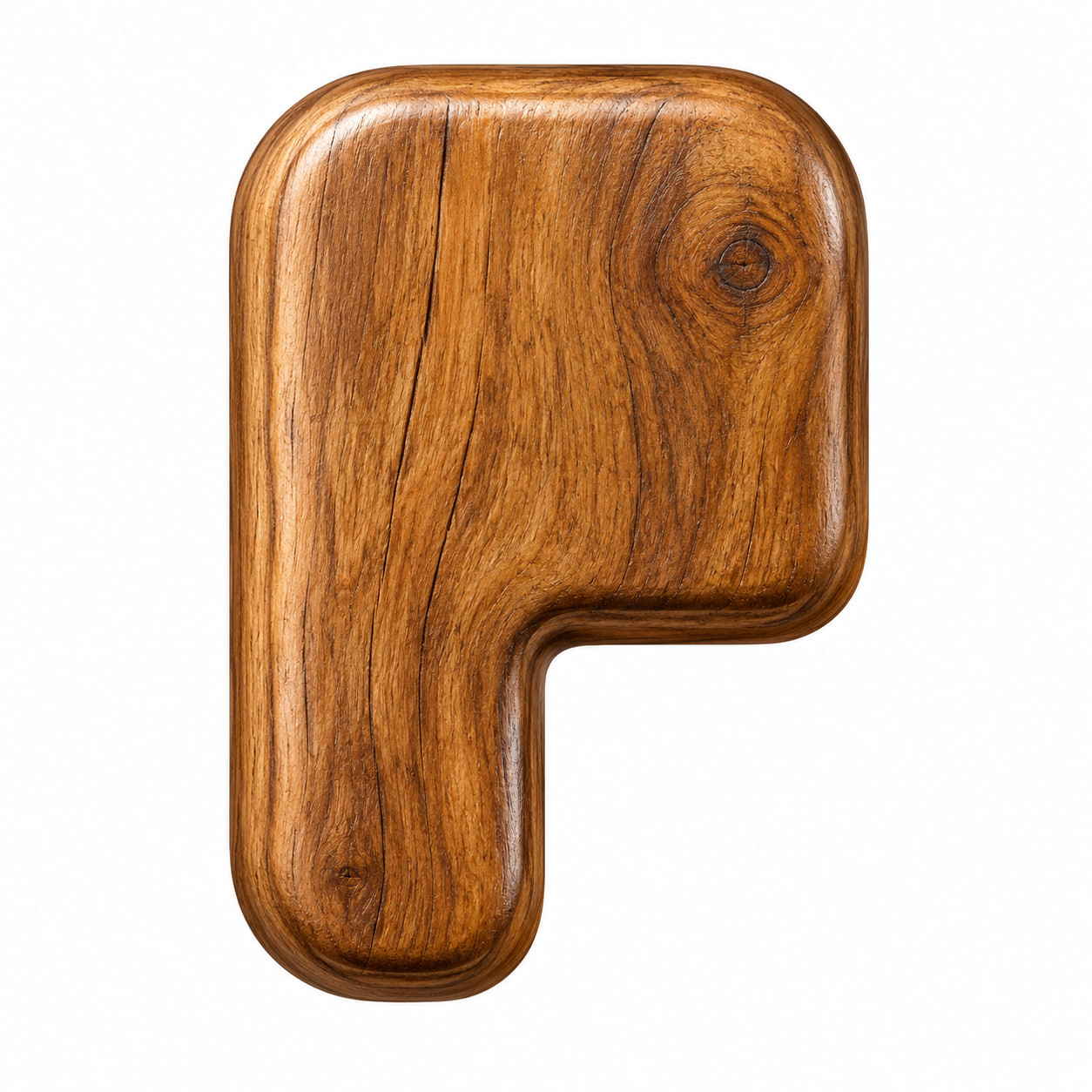 The original carved wooden P form of Woody Pons